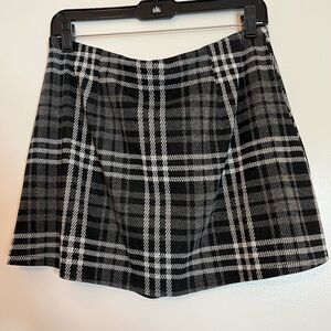 American Eagle Outfitters Black & White Plaid A-Line Skirt